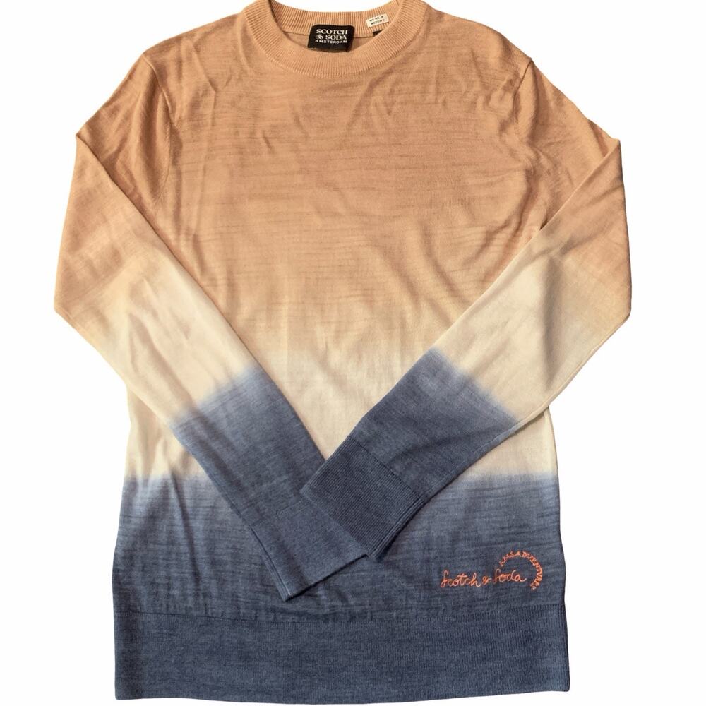 Scotch & Soda Men's Ombre Wool Blend Crew Neck Pullover Sweater Sz S Lightweight